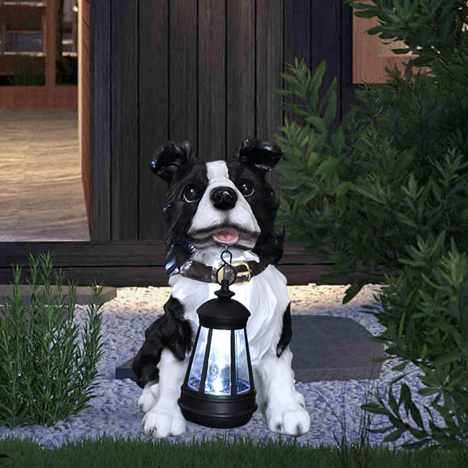 Estatua de Perro de Jardín con Luz Solar Figura de Animal para Patio Césped Jardín Estilo D, Style D