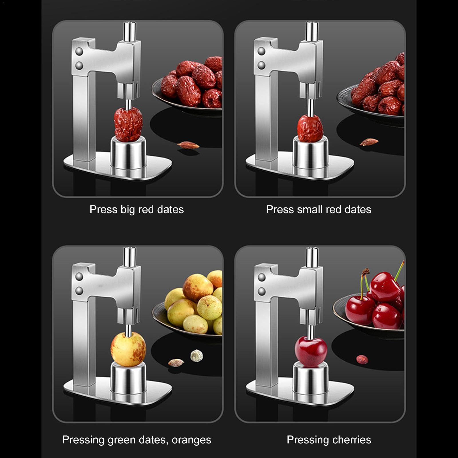 Strumento snocciolatore per ciliegie, in acciaio inox, strumento per snocciolare la frutta multiuso, pressa portatile per snocciolamento per datteri , giuggiola