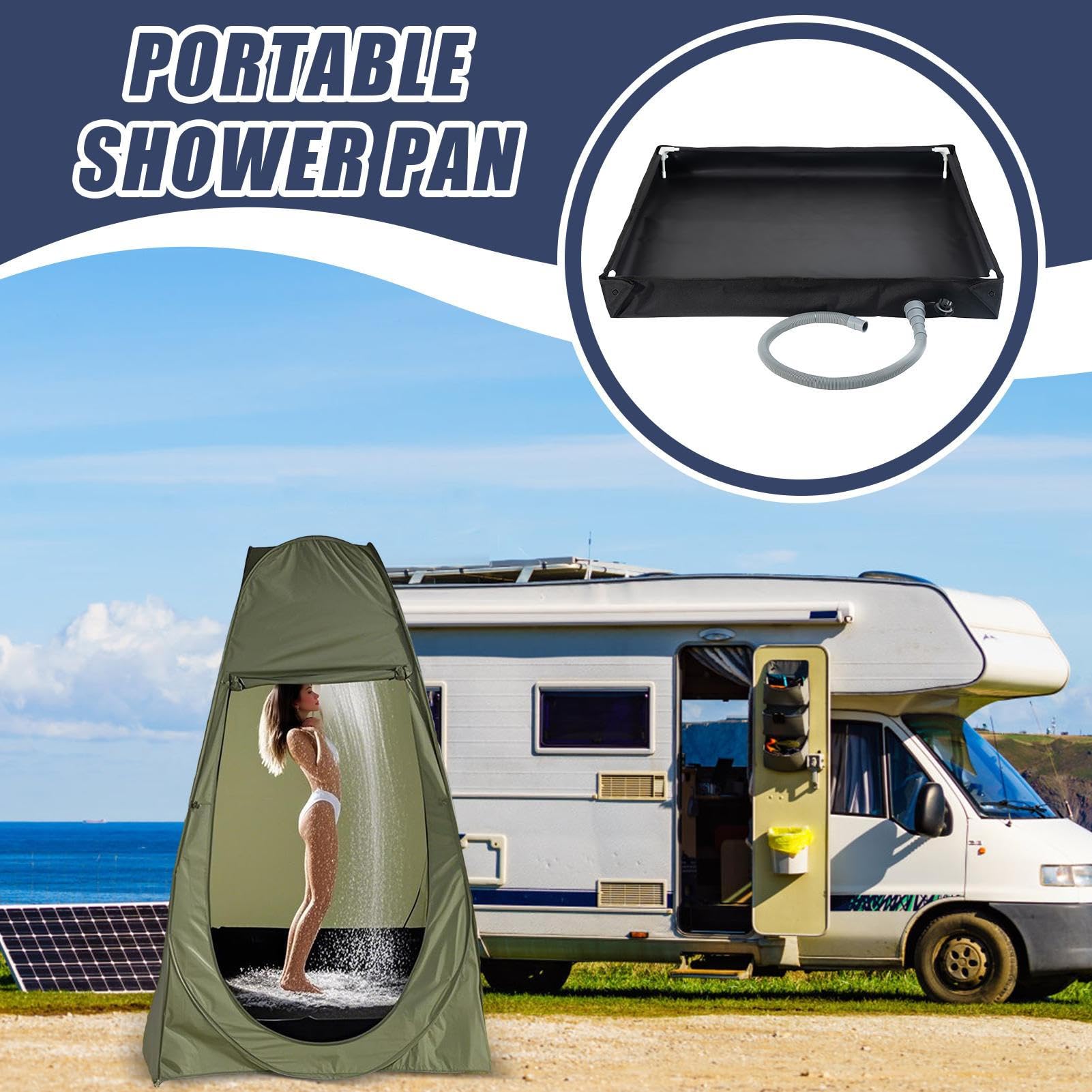 Shuhauk Small Shower Pan Foldable Camping Shower Tray 80x80x10cm Small