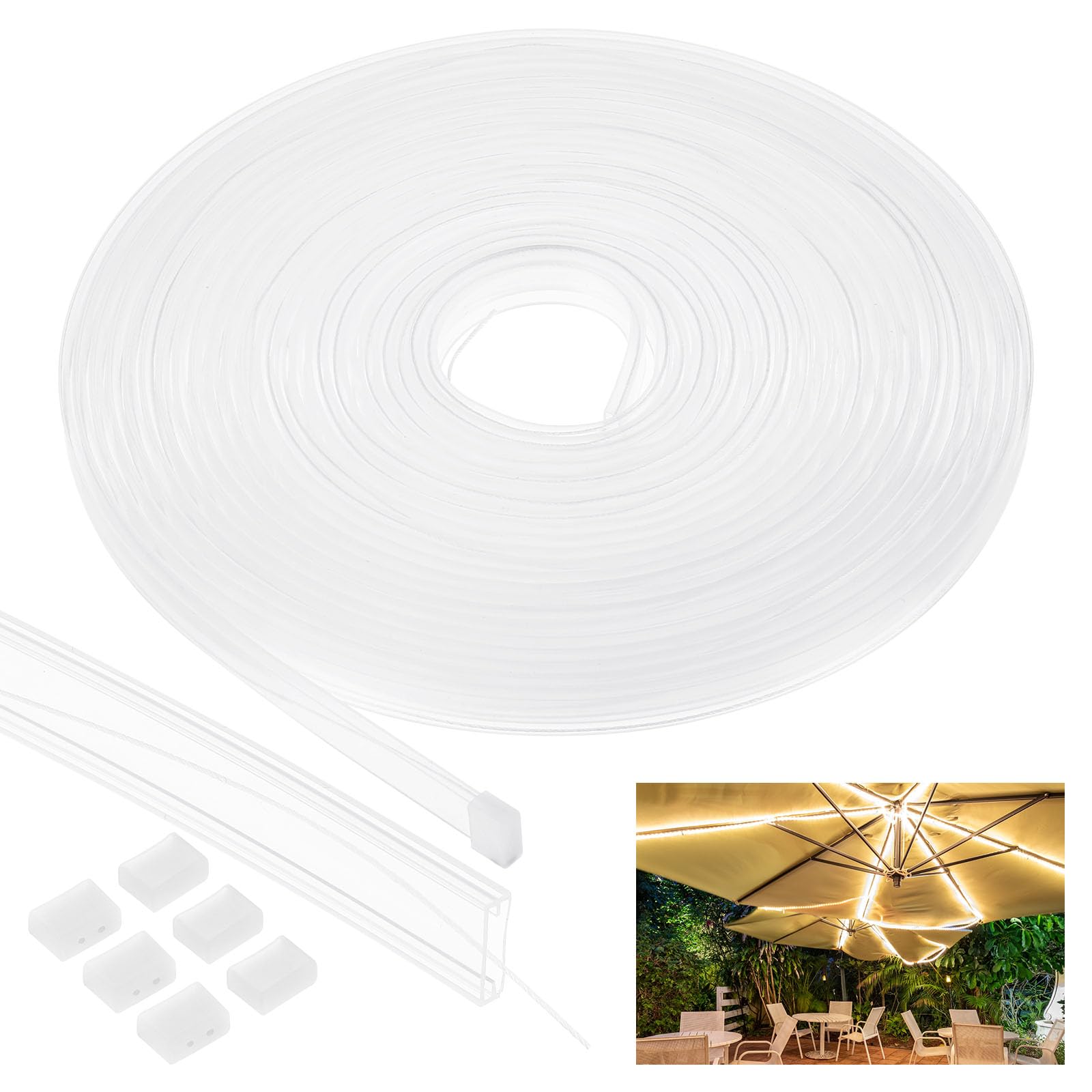 PATIKIL Silicone Tube Sleeve, 33ft/10Meter 10mm Flexible LED Channel IP67 Waterproof Protection Cover LED Silicone Channel System for 3528/5050/5630/3014 Led Strip Light