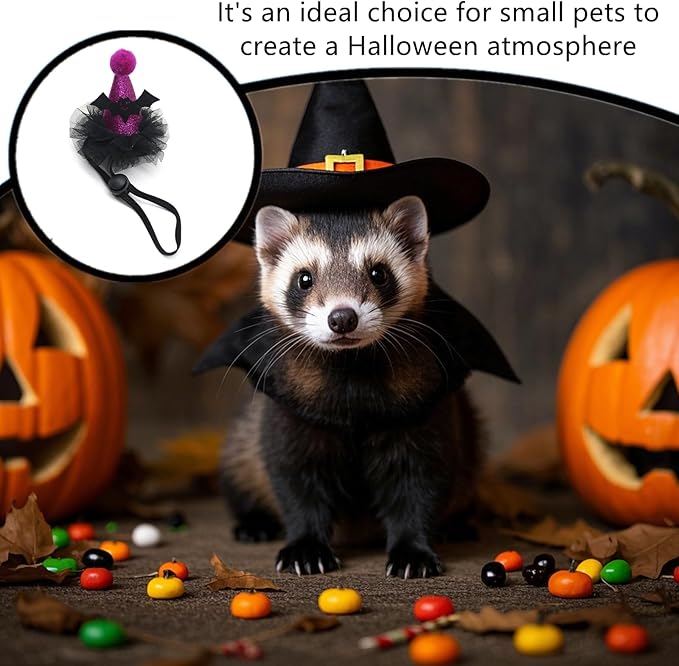 Sombrero de Murciélago para Mascotas Pequeñas con Correa Ajustable miniatura 5