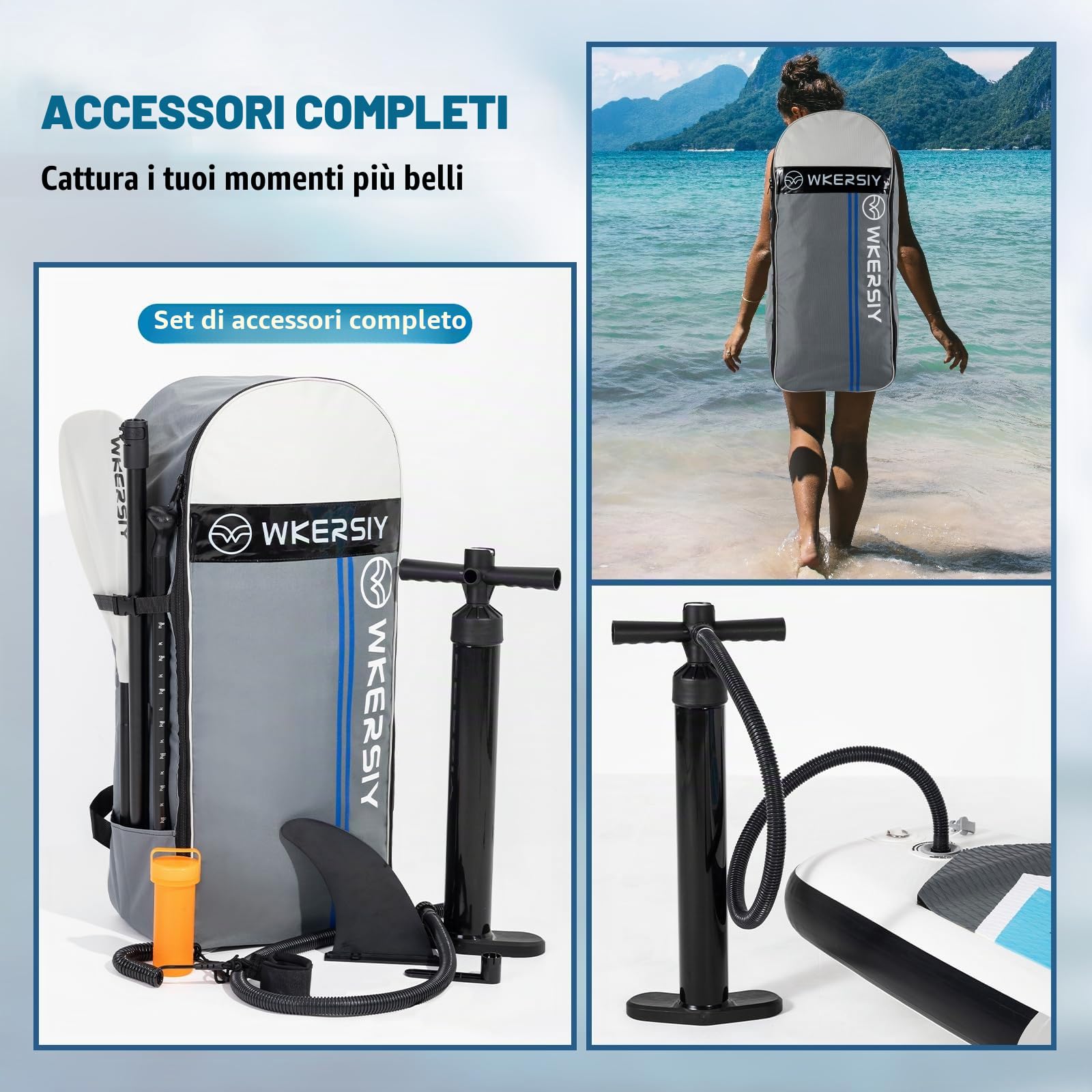 WERSIY Tavola SUP Gonfiabile 380cm – Tavola da Paddleboard Premium per Touring, Corsa e Lunga Distanza, iSUP Veloce e Stabile con Kit Completo di Accessori (Pagaia, Pompa, Guinzaglio, Zaino)
