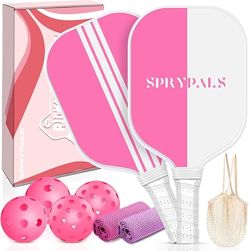 Miniatura 1 de Juego de palas de pickleball aprobadas por USAPA, con superficie de fibra de vidrio, juego de 24 con 4 bolas de pickleball, 24 toallas de