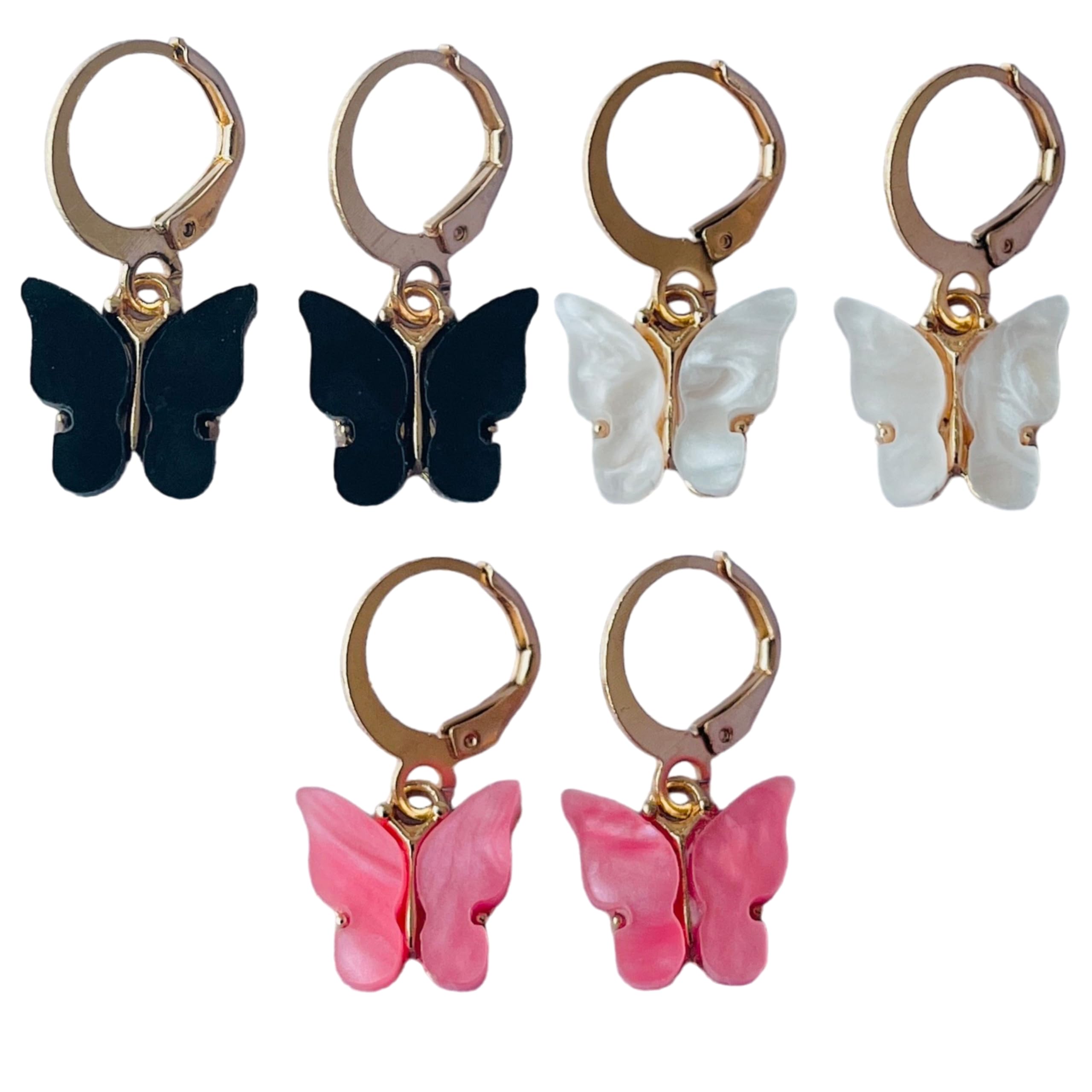 Pack Of 3 (Black,White,Pink) Minimal Cute Mini Butterfly Korean Aesthetic Earrings For Women And Girls|Aesthetic Stylish Accessories (B0D922CTSV) Amazon Price History, Amazon Price Tracker