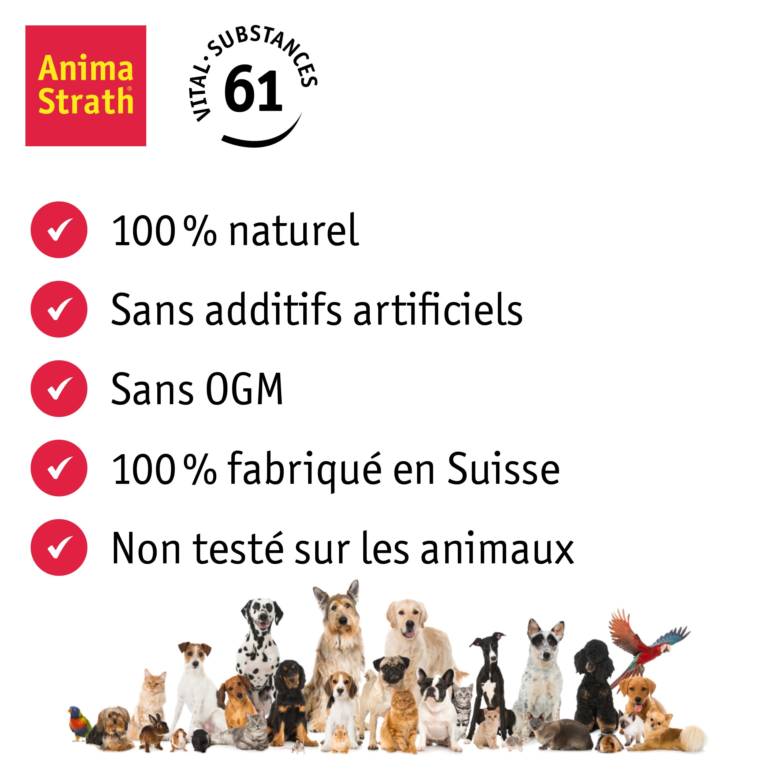 Anima-Strath Fortifiant et Complément Alimentaire Naturel Liquide pour Chiens et Chats - Soutien de l'immunité et de la Digestion avec 61 Micronutriments, Vitamines, Minéraux, Acides Aminés