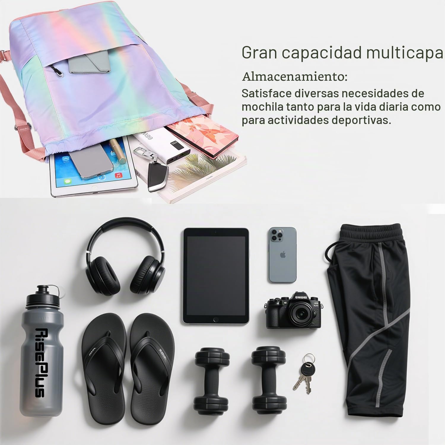 Mochila de Cuerdas Impermeable para Mujer y Hombre, Bolsa de Deporte Faltable con Gran Capacidad para Gimnasio, Natación, Viajes y Actividades al Aire Libre