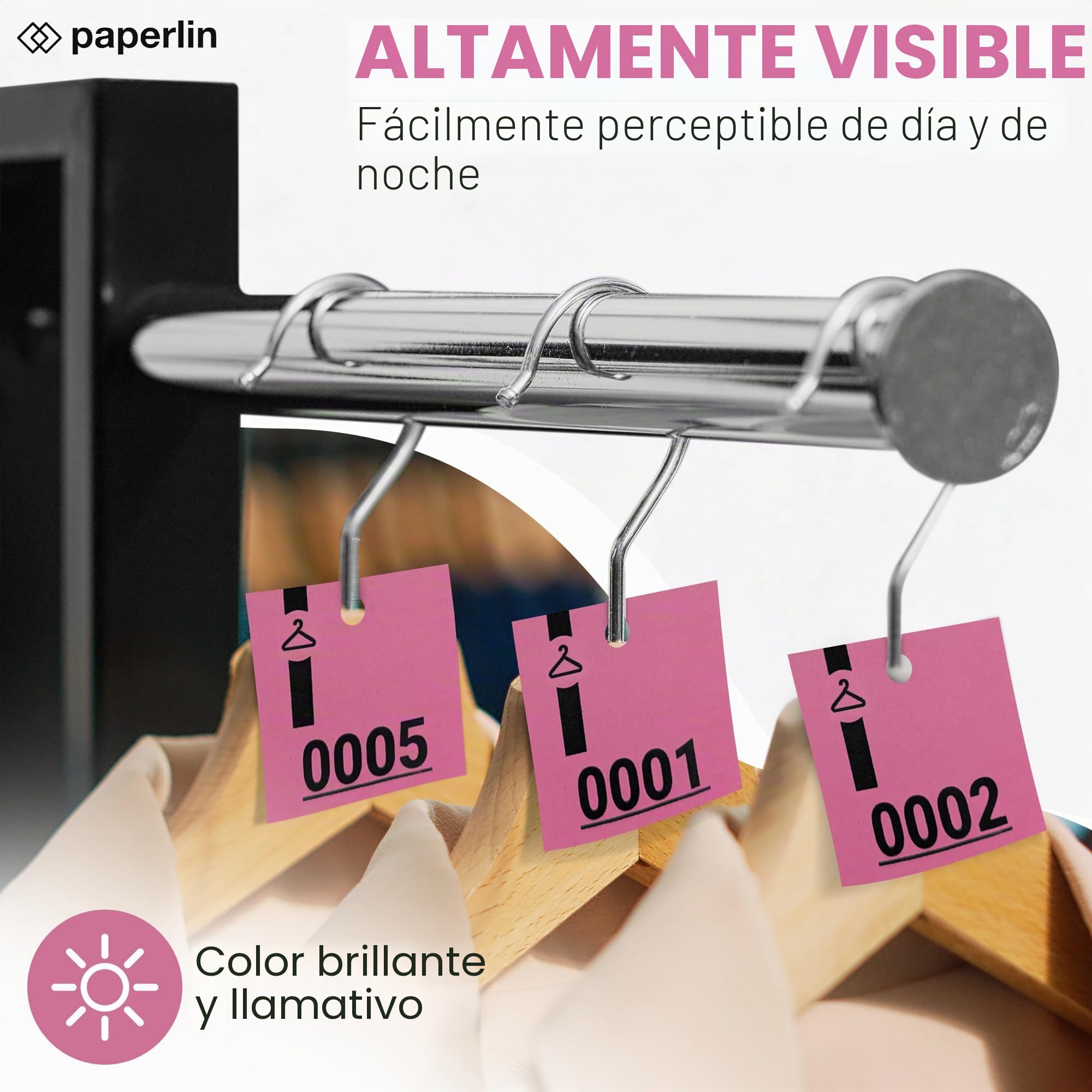 1000 fichas de guardarropa de cartón, numeradas y perforadas, ideales para gestión de guardarropa, eventos, rimbola y recepciones, 3 piezas precortadas, 5 x 14 cm, 20 juegos de 50 entradas (rosa)