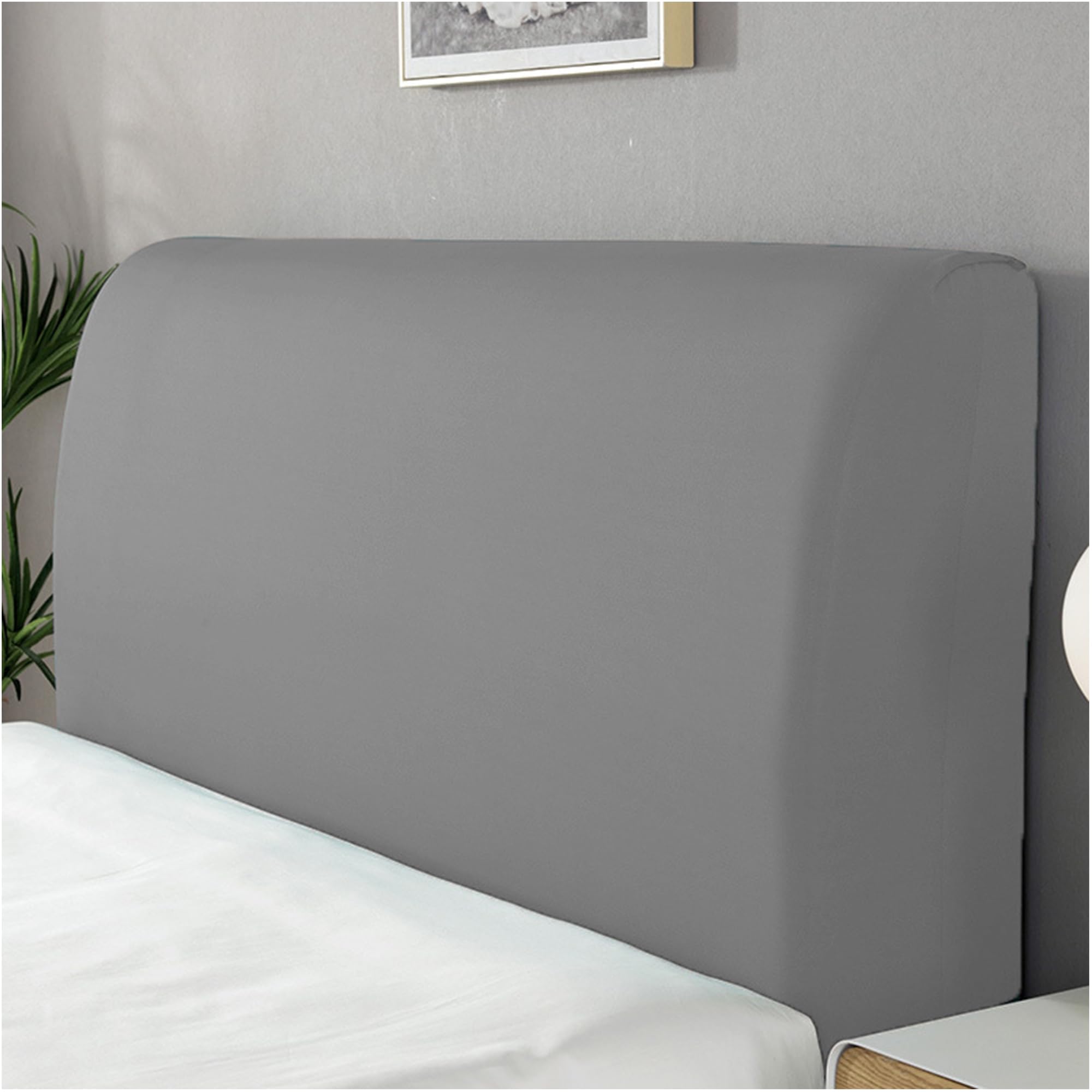 Sueving Stretch Headboard Cover, Bed Headboard Cover, Dustproof Headboard Wrap, All-Inclusive Bed Head Protector for Single/Double/King/Super King Bed Headboards (Light Grey, Small Double, 110-140CM)