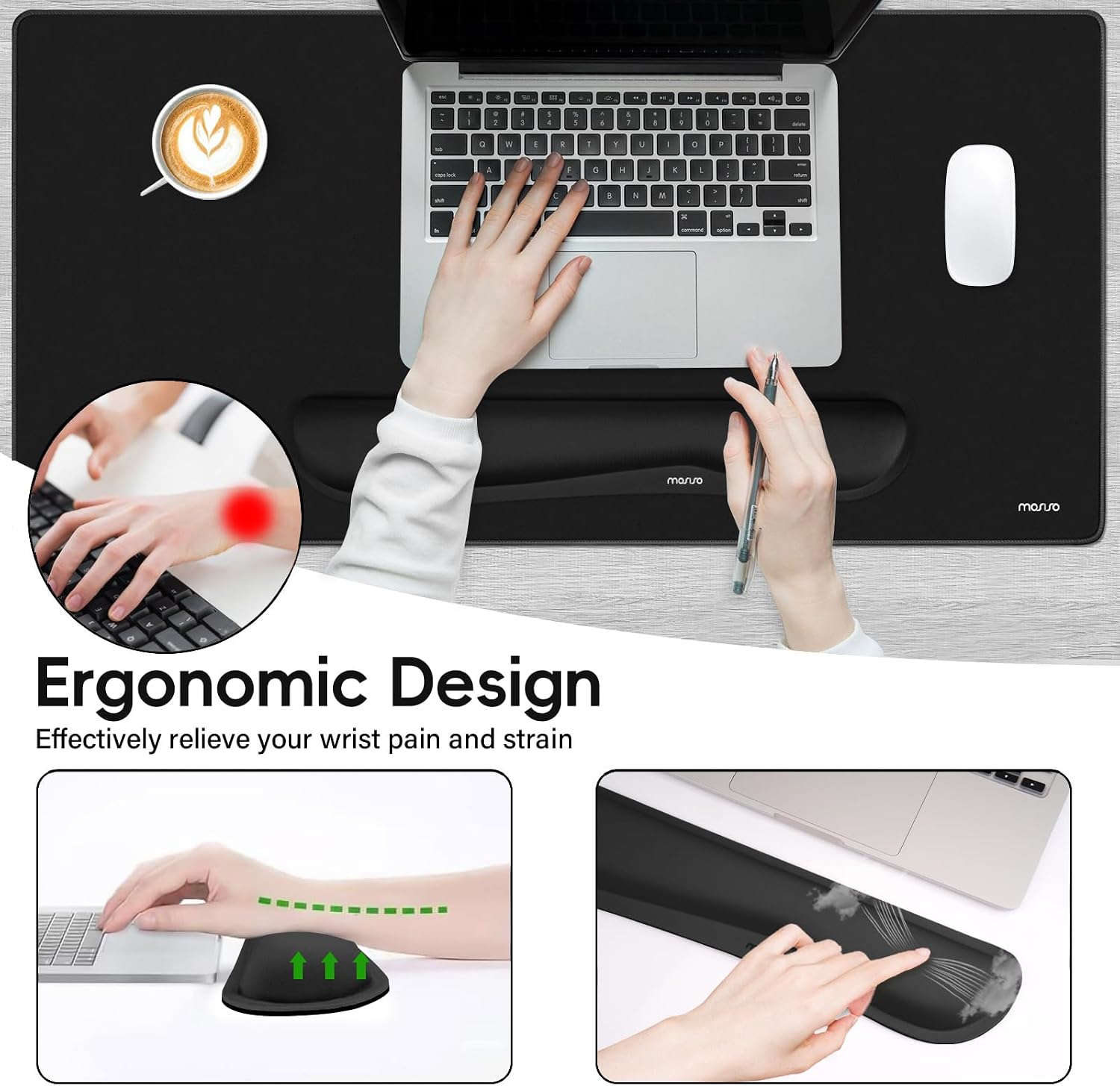 MOSISO Keyboard Mouse Pad Set, Large Gaming Mouse Pad and Wrist Rest Set image 3