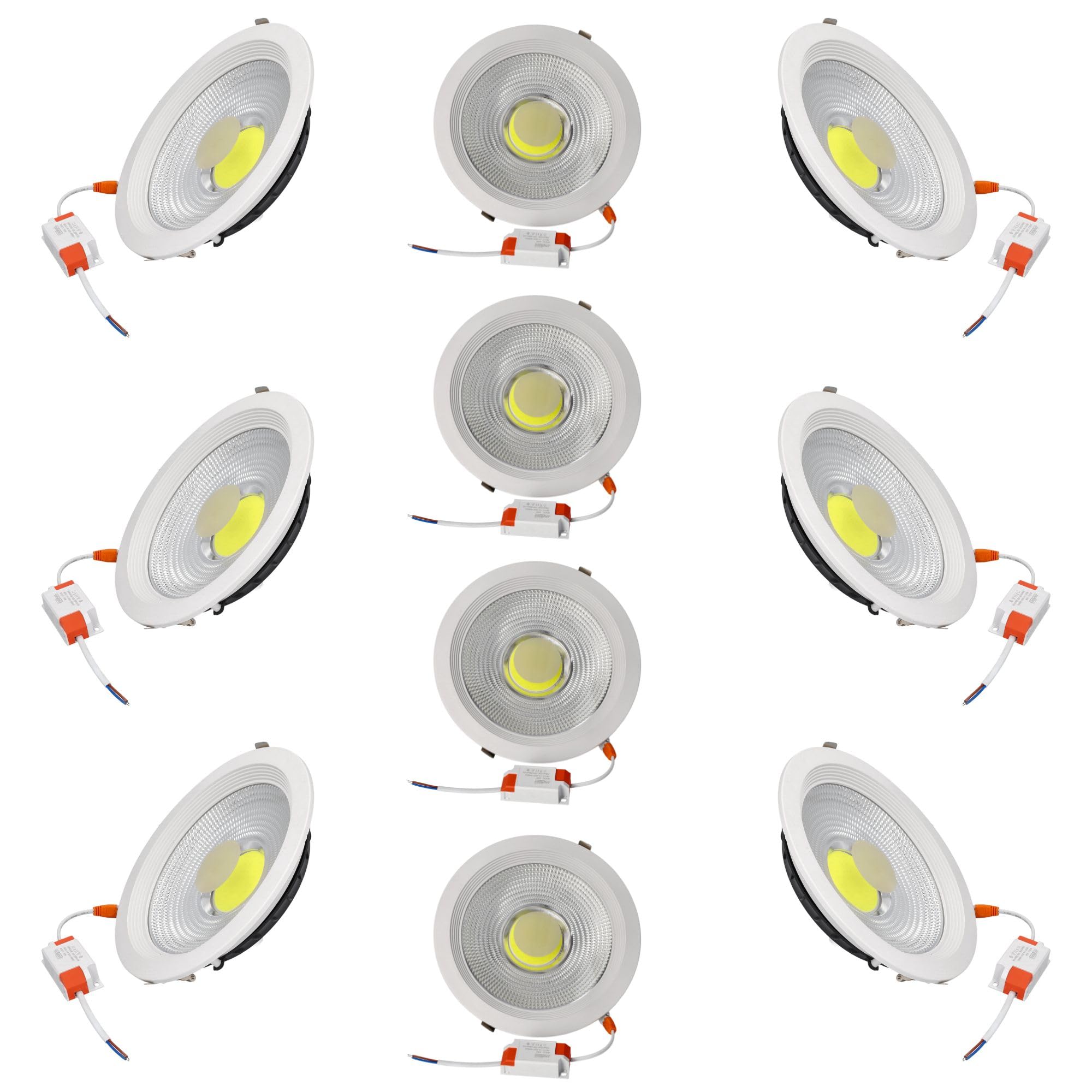 Jandei – Downlight LED COB 30W Empotrar, Foco Marco Redondo Blanco, 212x52mm (Hueco de Corte 185mm), 2250 Lumen, IP44. Ideal para Salón, Cocina, Baño, 10 piezas (Luz Cálida 3000k)