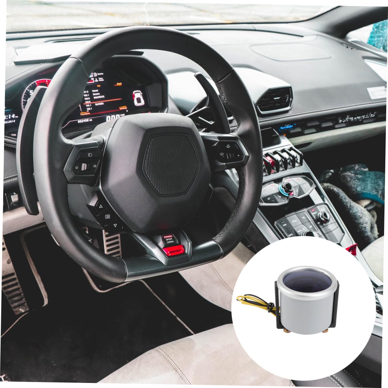 Cabilock Engine Temperature Gauge Oil Temp Gauge Bezel Auto Led Pointer Car Tachometer Easy Install