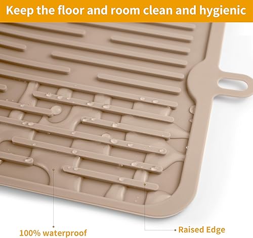 Miniatura 31 de Ptlom Mantel individual de silicona para perros y gatos, antideslizante, impermeable, tapete para alimentos y agua, tapete para bandeja