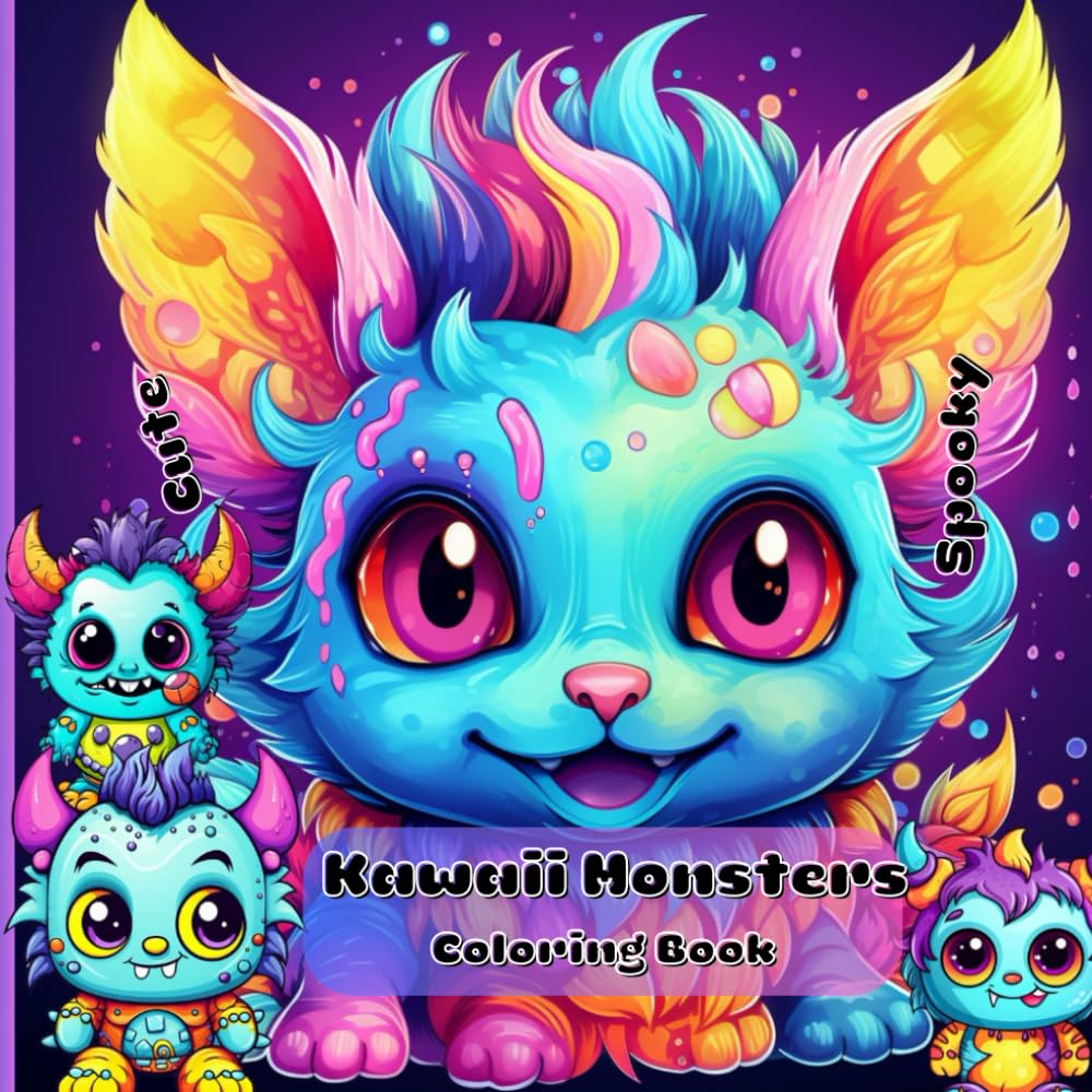 Cute & Spooky KAWAII MONSTERS Coloring Book: Adorable Fantasy creatures, Mythical Animals, Cute Chibi & Magical Monsters, Enchanting Creatures for Relaxation and Stress Relief