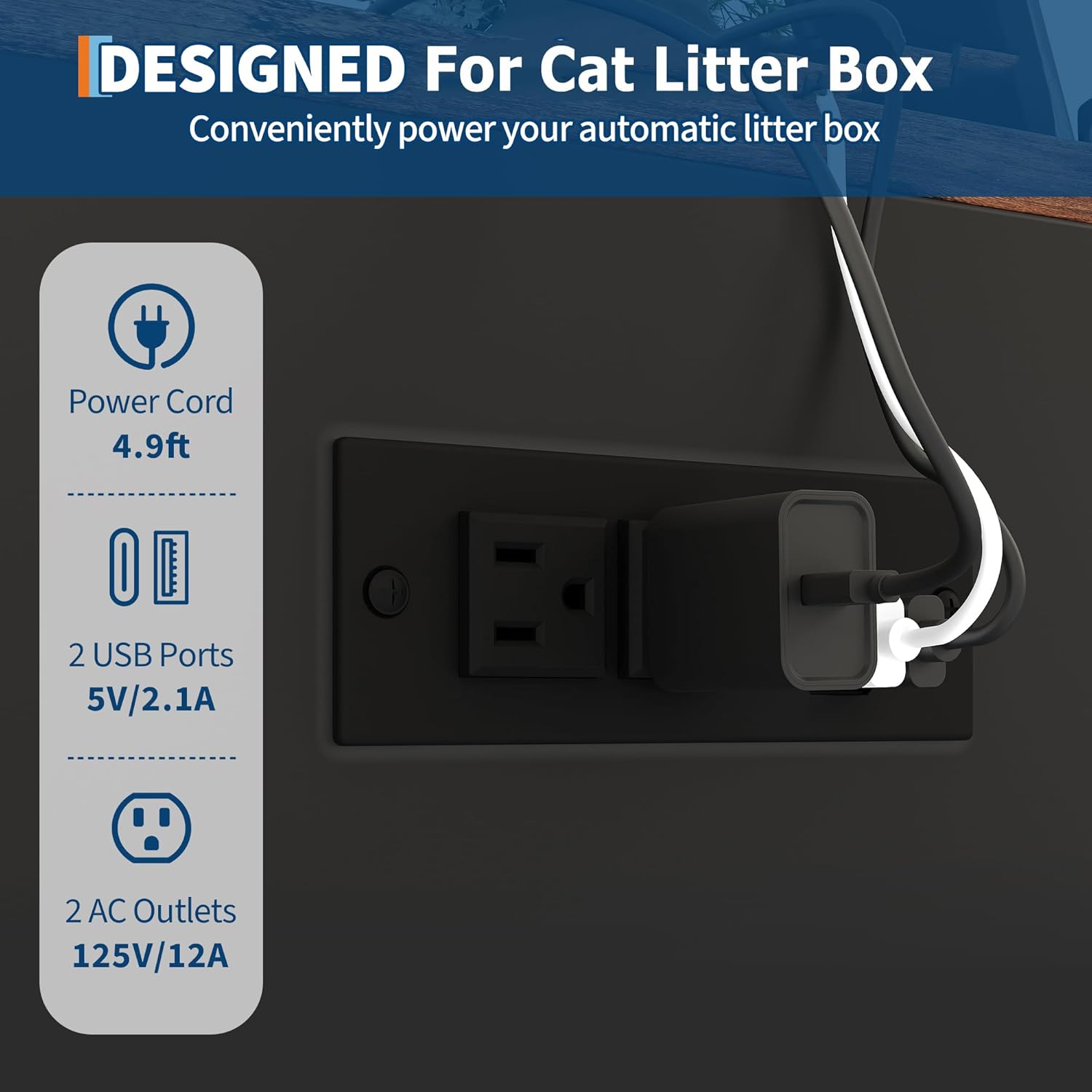 Garvee Large Cat Robot 4 Enclosure Furniture, Cat Litterbox Robot Cabinet with Power Outlet 5 ft Power Cord, Dog Proof Shelf, for Most Self-Cleaning Litter Boxes Black