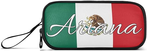 Fisyme Estuche de lápices personalizado con bandera de México, caja de gran capacidad para bolígrafos, bolsa de maquillaje, organizador de