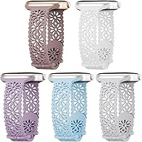 Vista 13 de 5 Pack Slim Lace Silicone Compatible for Apple Watch Band 38mm 40mm 41mm 42mm 44mm 45mm 46mm 49mm, Thin Hollow-out Breathable Strap for iWatch Ultra