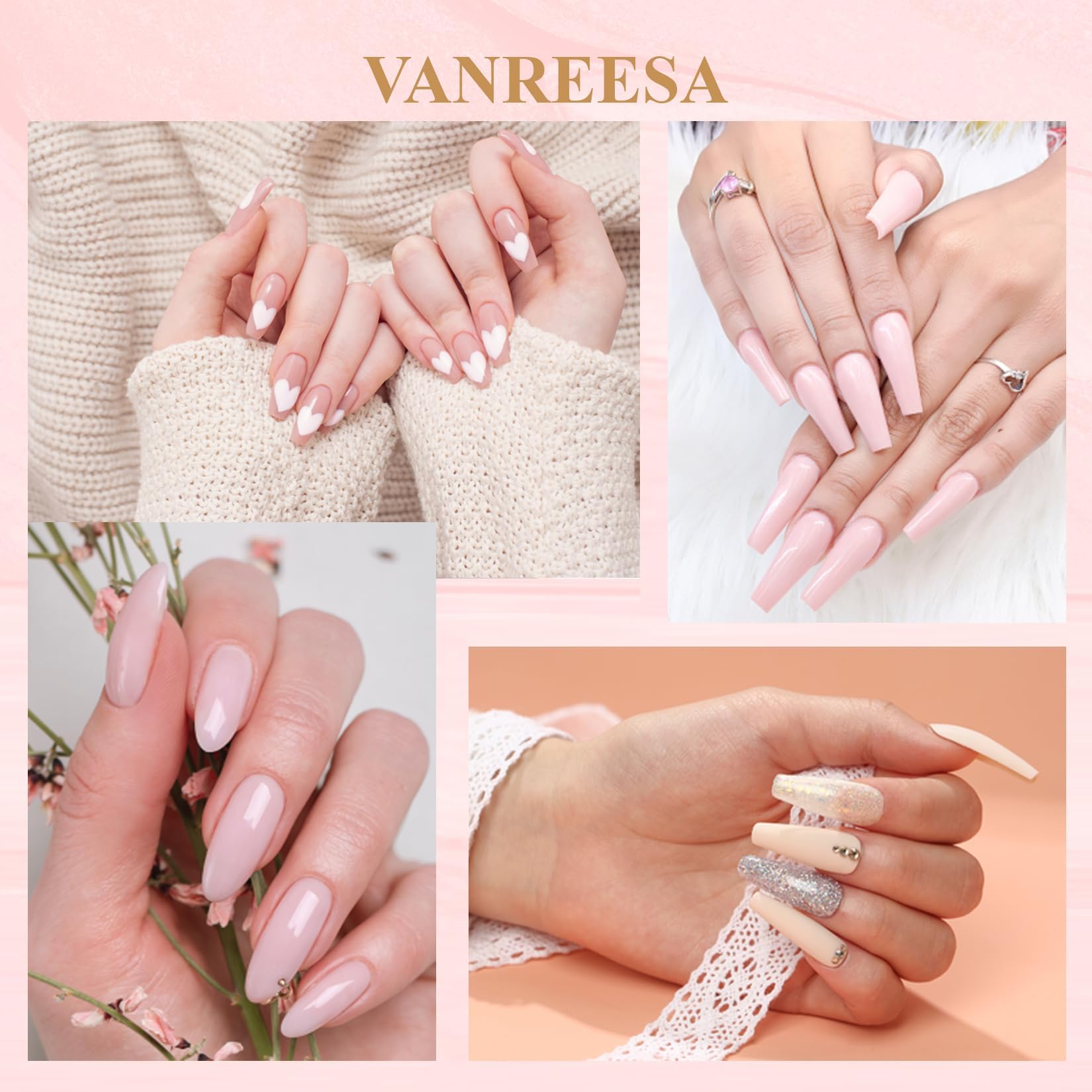 VANREESA Kit Semipermanente Unghie, 16 Coloris Kit Unghie Gel Completo con Lampada per Unghie 48W U V/LED Set Smalto Semipermanente Unghie con Matt Top Base Coat Regali per Donna