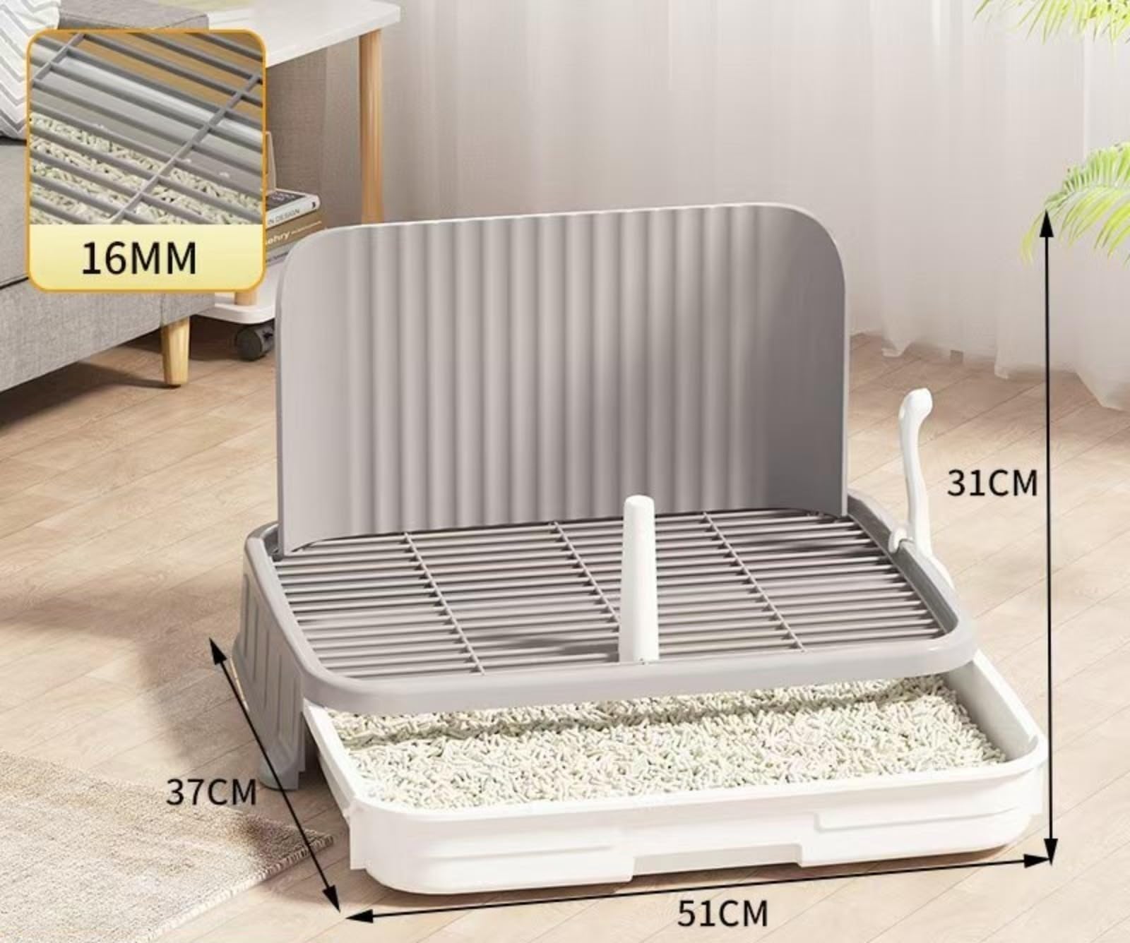 Bac à litière pour Chien avec Protection Anti-éclaboussures - XXL - avec Grille Amovible et bac Blanc - Nettoyage Rapide et Anti-Fuite