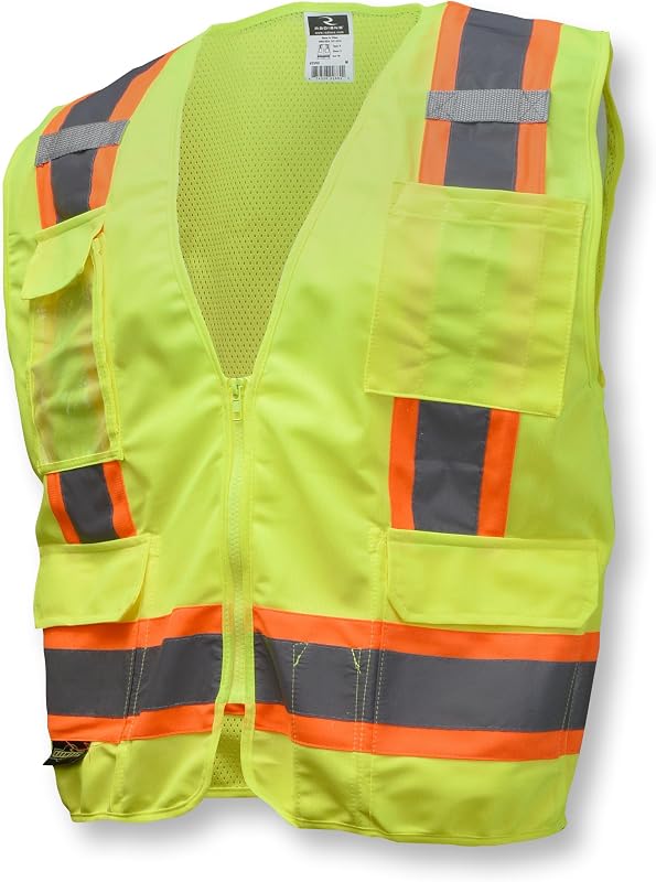Radians SV6 Class 2 Surveyor Safety Vest, Solid Front, Mesh Back, Green 2XL | Contrasting Trim