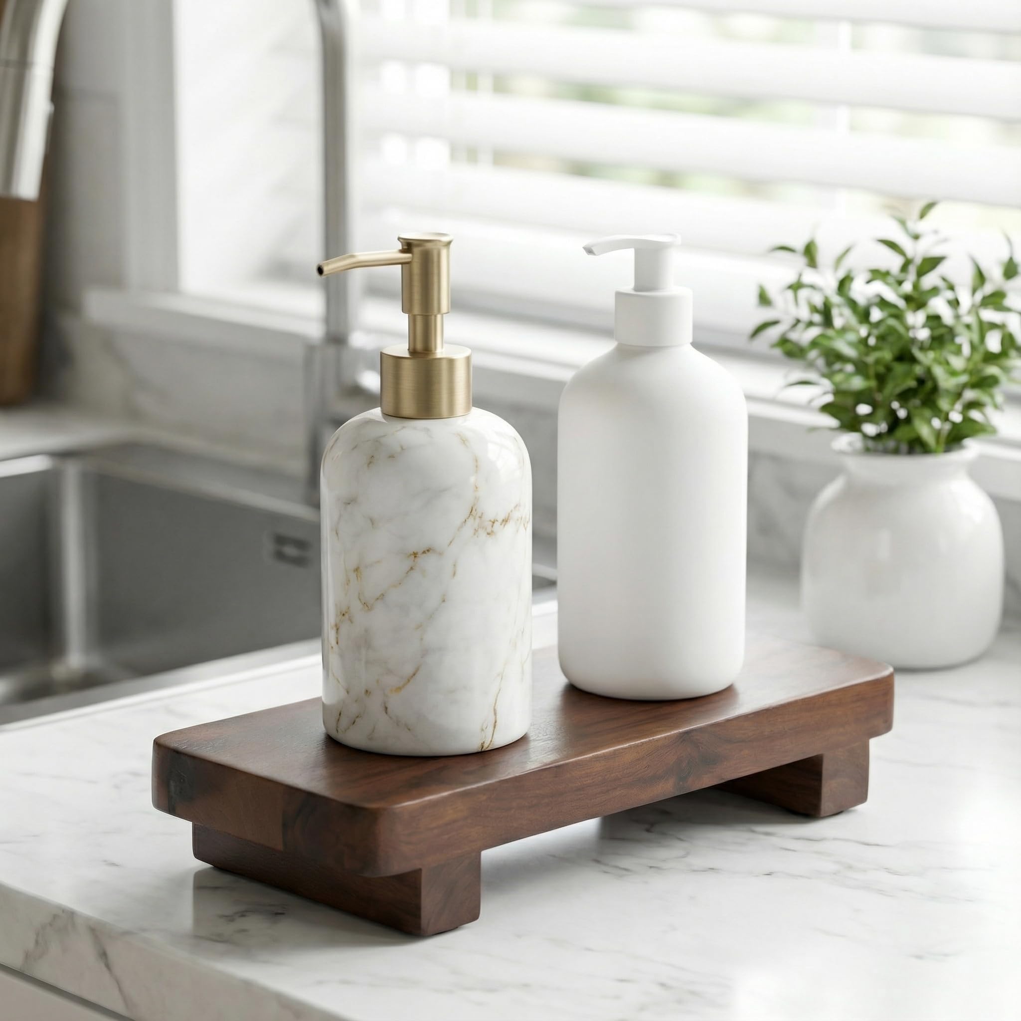 Jabonera de madera de acacia de 9.8 x 4 pulgadas, elevador de madera maciza 100 %, soporte para plantas de velas, jabonera, bandeja de exhibición para cocina, baño, encimera, fregadero, decoración de