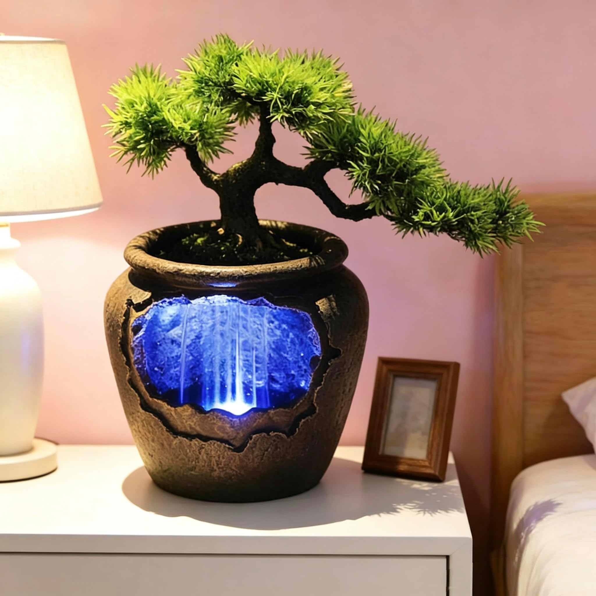 12In Artificial Bonsai Waterfall Feature Rock Tabletop Fountain Decor