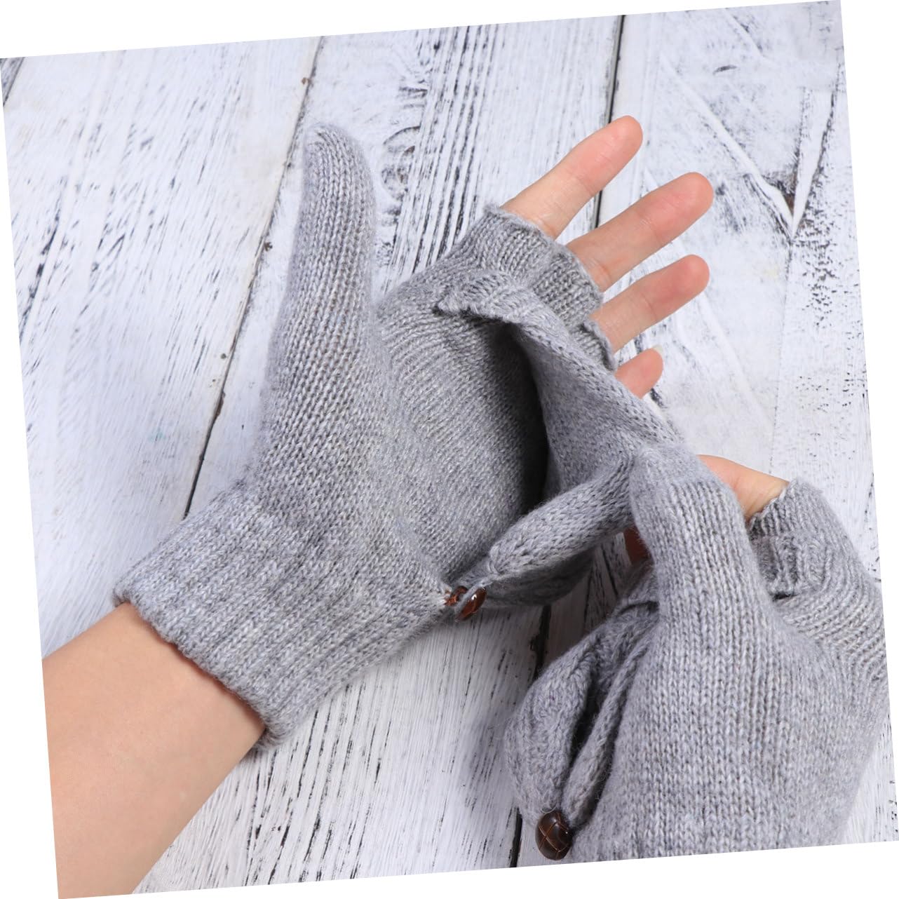GALPADA 3pezzi Guanti Invernali Donna Lana Calda Lavorati Maglia Guanti Convertibili Senza Dita Con Copertura Per