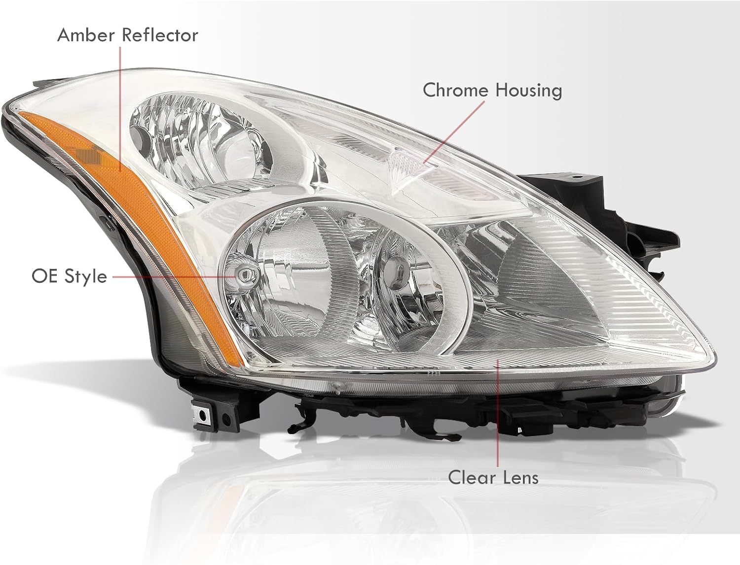 AJP Distributors Chrome Housing Clear Lens Amber Corner Signal Headlights Headlamps Driving Lights Bumper Lamps Assembly Set Compatible/Replacement For Altima L32A 4-Door Sedan 2010 2011 2012 10 11 12
