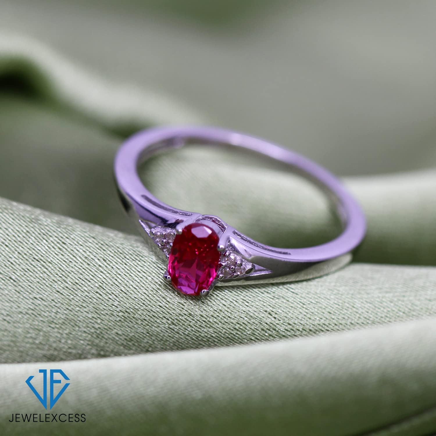JEWELEXCESS Birthstone Jewelry – Sterling Silver Ring Jewelry with White Diamond Accent – Gemstone Rings with Hypoallergenic Sterling Silver Band