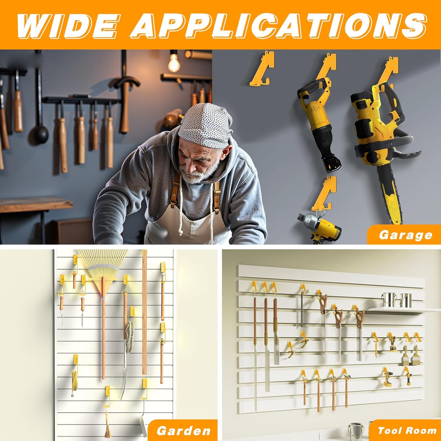 Leaf Blower Rack & Chainsaw Hanger Bundle for De-Walt, Heavy-Duty Wall Mount Tool Storage Set – DCE100B Blower Holder with Chainsaw Wall Rack for Garage, Shed & Workshop Organization