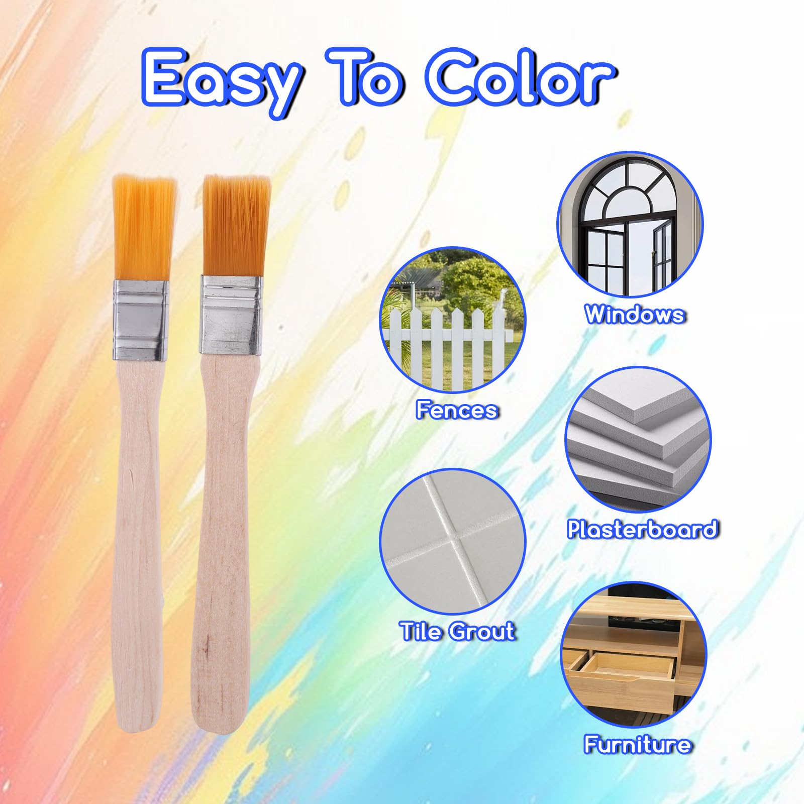 50 Pezzi Pennelli Piatti, 13 cm Lunghezza Pennelli Pittura Piccoli con Manico in Legno, per Colla Vinilica, Muro, Progetti Fai da Te e Forniture Artistiche per Uso Domestico e Creativo