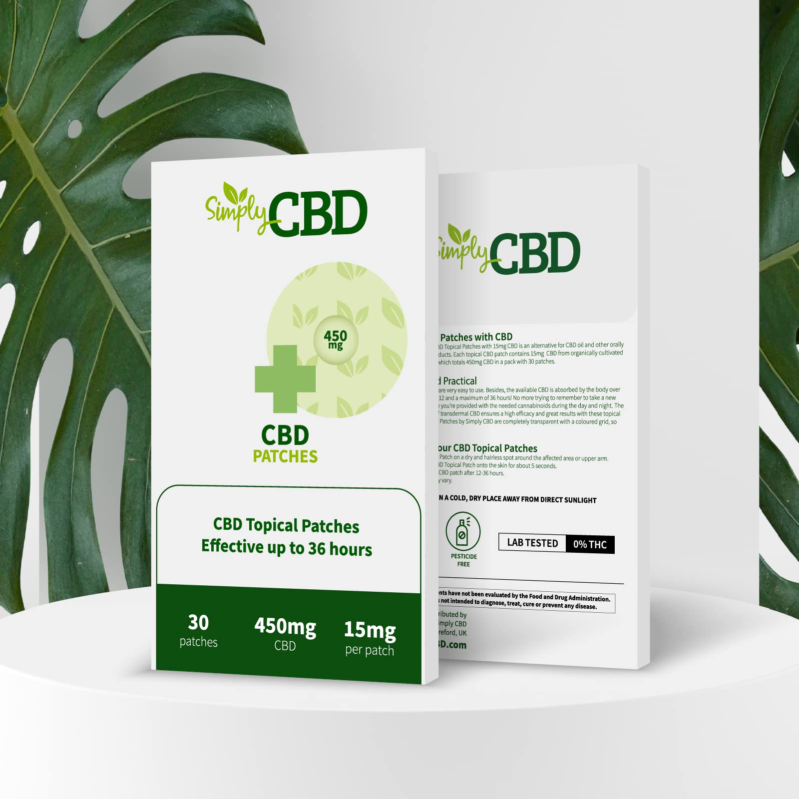 Simply CBD Patchs - 30 patchs topiques CBD - 15 mg par patch - Blanc