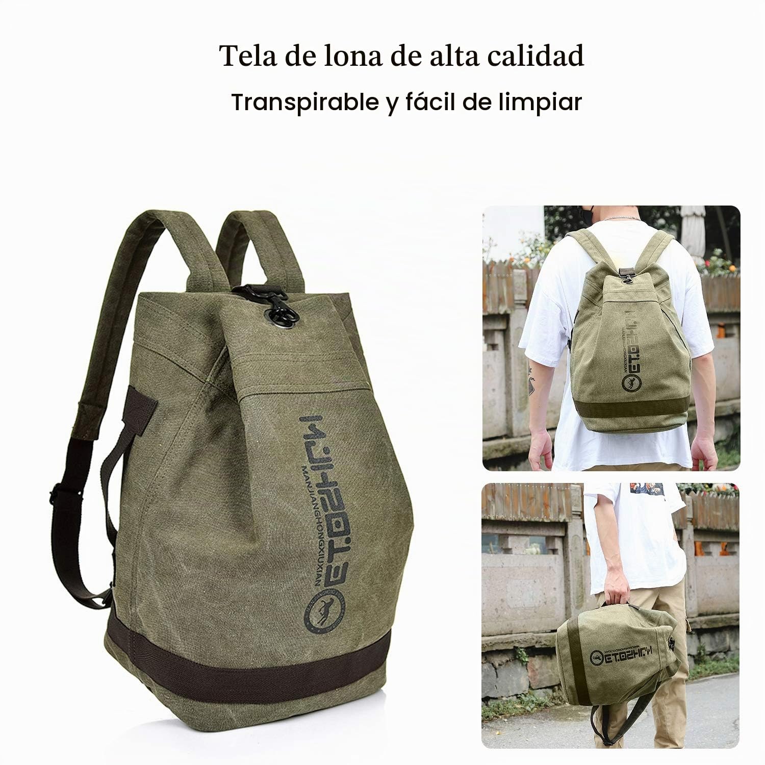 FANDARE Retro Mochilas Tipo Casual Lona Bolsas Escolares Bolso de la Universidad Daypacks para Hombre Mujer Adolescente Viaje Al Aire Libre Compras Excursionismo Senderismo Mochila a Diario Verde