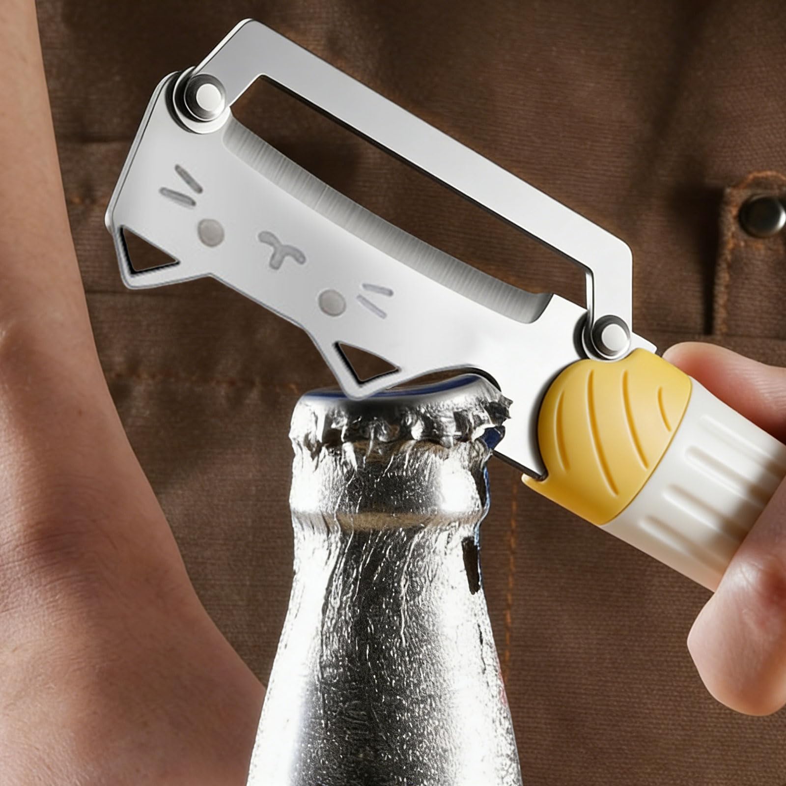 Gemüseschäler 3-in-1-Multifunktion - Scharfe Klinge, eingebauter Flaschenöffner & Massivholzgriff zum Schälen, Schneiden von Obst und Gemüse, Küchenwerkzeug, einfach zu bedienen
