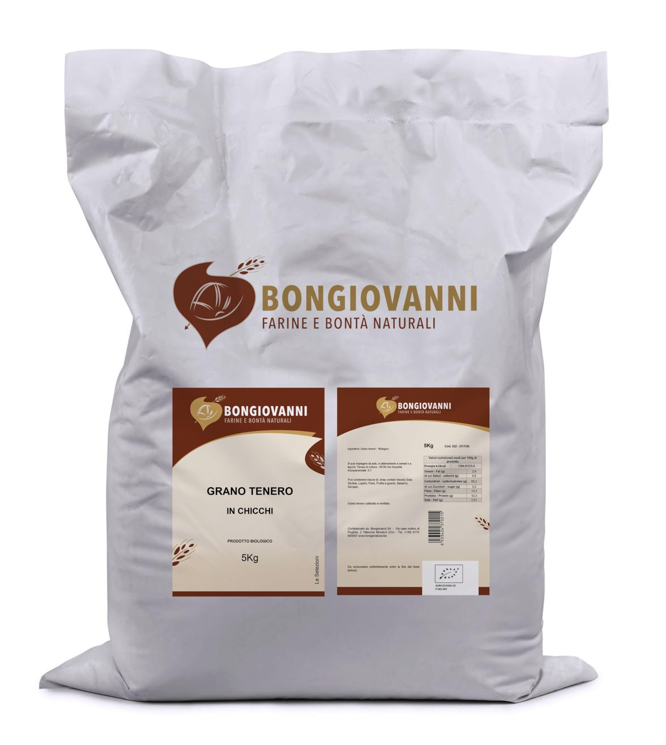 5 kg de granos de trigo blando orgánico