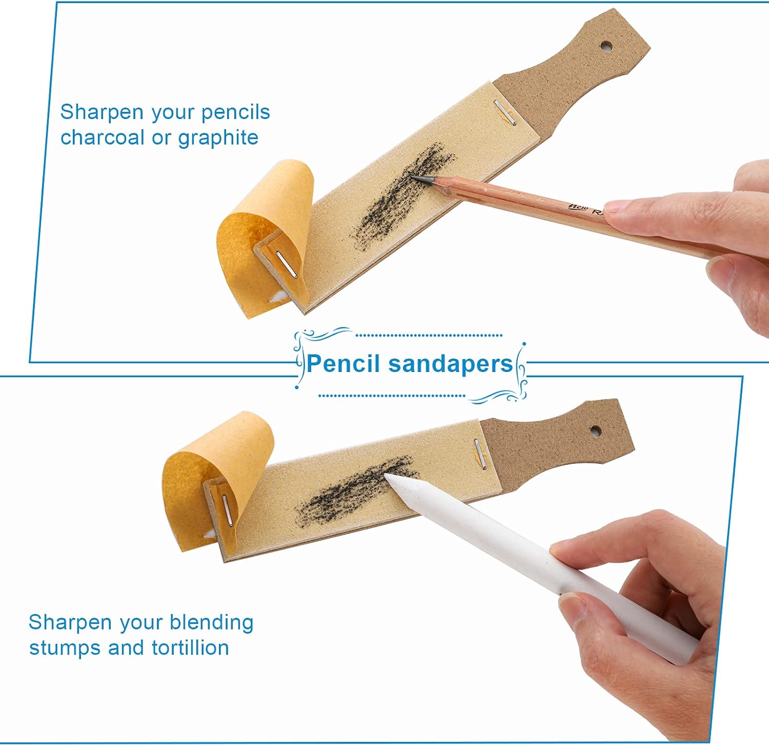 Tosnail 39 Pieces Blending Stumps and Tortillions with Sandpaper Pencil Sharpeners Pointer Artist Charcoal Sketch Drawing and Shading
