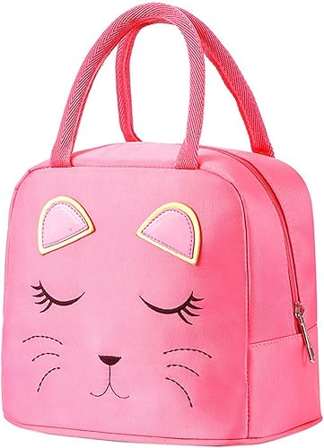 Lonchera portátil aislada para niños y niñas, bonita lonchera reutilizable para la escuela, picnic, a prueba de fugas, bolsa de almuerzo (rosa)