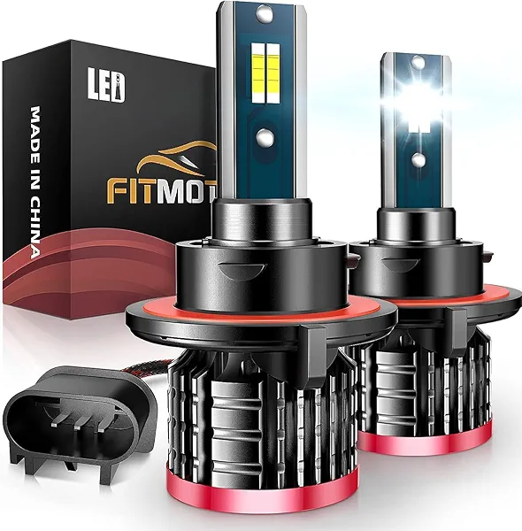 FITMOTORS H13/9008 Light Bulbs,80W 16000 Lumens Bright,6500K Cool White Fog Light Halogen Replacement IP68 Waterproof, Pack of 2