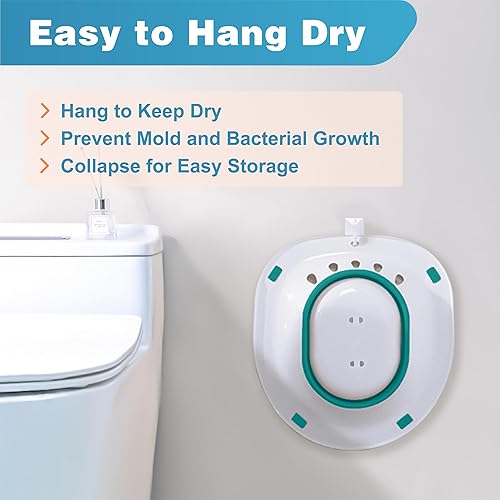Vista 31 de Pochik Bañera sentada, baño de asiento para hemorroides, baño de asiento para asiento de inodoro, cuidado posparto, kit de baño para mujeres, Azul