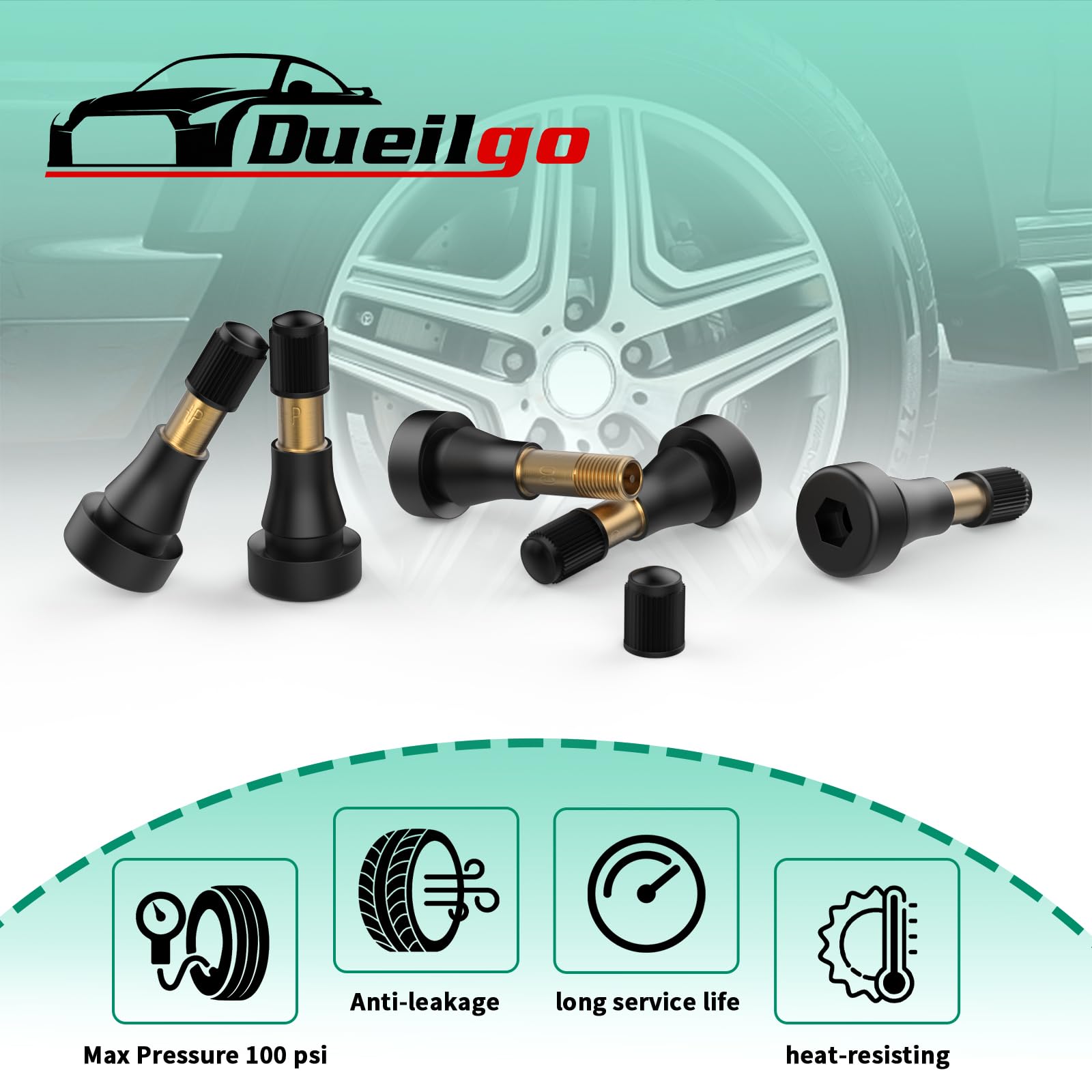 Lot de 100 tiges de Valve de Pneu TR600HP en Laiton Haute Pression à Clipser pour la Plupart des pneus de Voiture