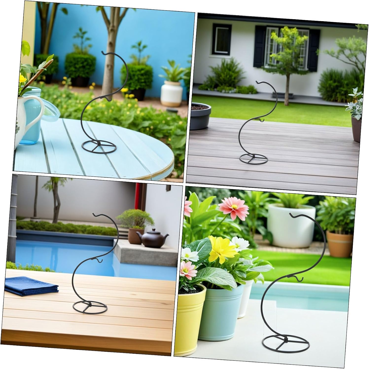 2PCS Metal Air Plant Stand Hangers with Round Base Sturdy Iron Wire Ornament Display Stands for Terrariums Mini Landscapes and Glass Globes Tabletop Holder for Office Decoration