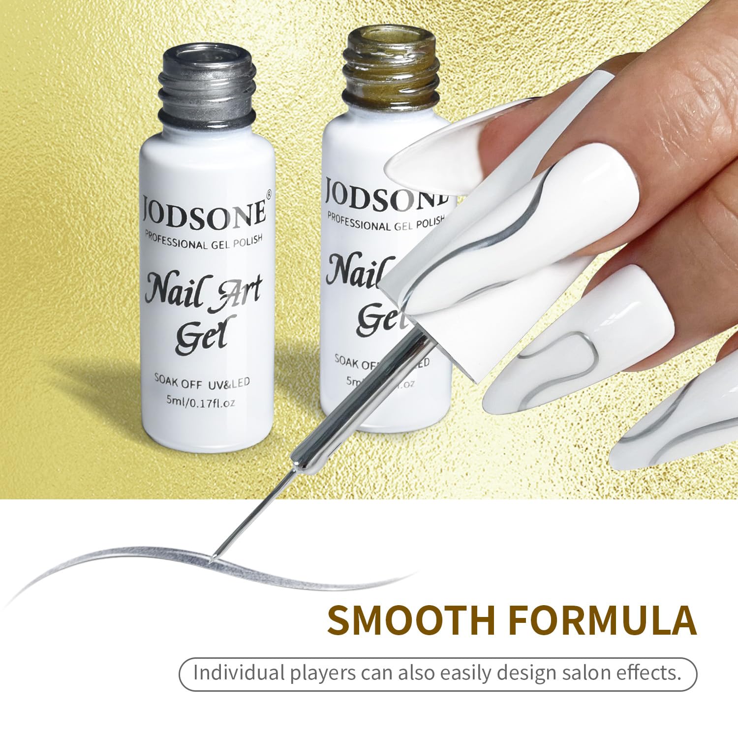 JODSONE 3D Metallic Gel Nail Polish Set, Gold and Silver Gel Nail Polish, Chrome Gel Nail Polish - Image 4