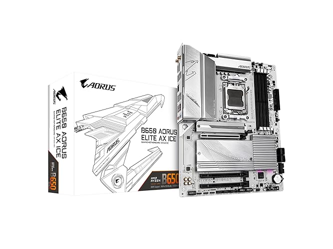 GIGABYTE B650 AORUS Elite AX ICE (AM5/ LGA 1718/ AMD/ B650/ ATX/ 5-Year Warranty/ DDR5/ Triple M.2/ PCIe 5.0/ USB 3.2 Gen2X2 Type-C/WiFi 6E/ 2.5GbE LAN/Snow White/EZ-Latch/Motherboard) - ATX - B650|AE|M.2 x2|WIFI6|ICE