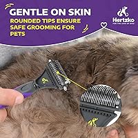 Vista 10 de Hertko - Cepillo metálico suave autolimpiante para mascotas, para cepillar pelo corto y largo de gatos y perros, cepillo, peine, rastrillo
