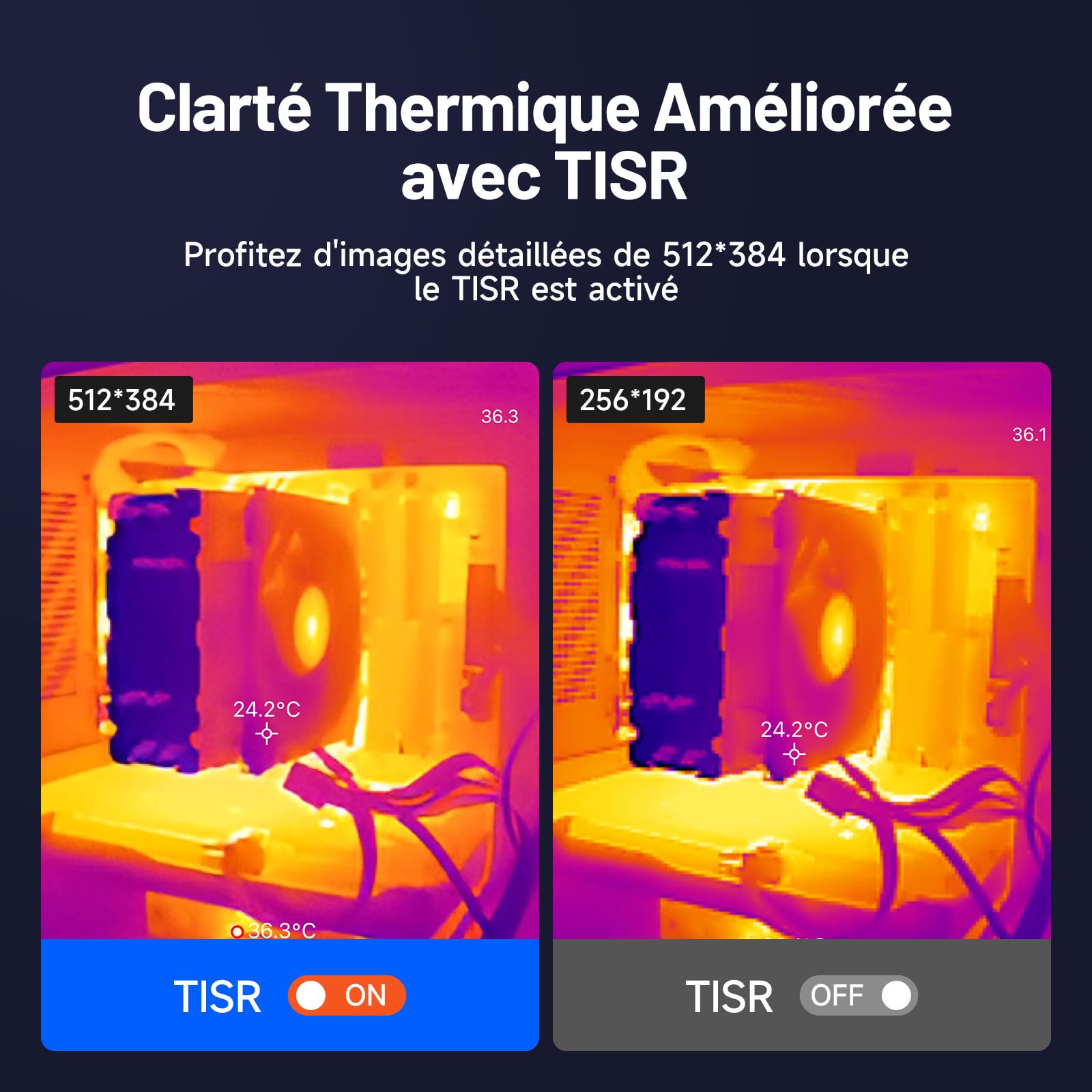 TOPDON TC001 Imageur Thermique, Caméra Thermique Infrarouge Android USB C, 512 * 384 TISR Haute Résolution, Clarté Thermique Accrue, -20℃ à 550℃, 0.1℃ Précision de Test pour Smartphone/Tablet/Windows
