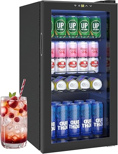 Refrigerador de bebidas, mini refrigerador de 120 latas3.2 pies cúbicos con puerta de vidrio y control electrónico de temperatura para cerveza, disponible en Yaxa Costa Rica