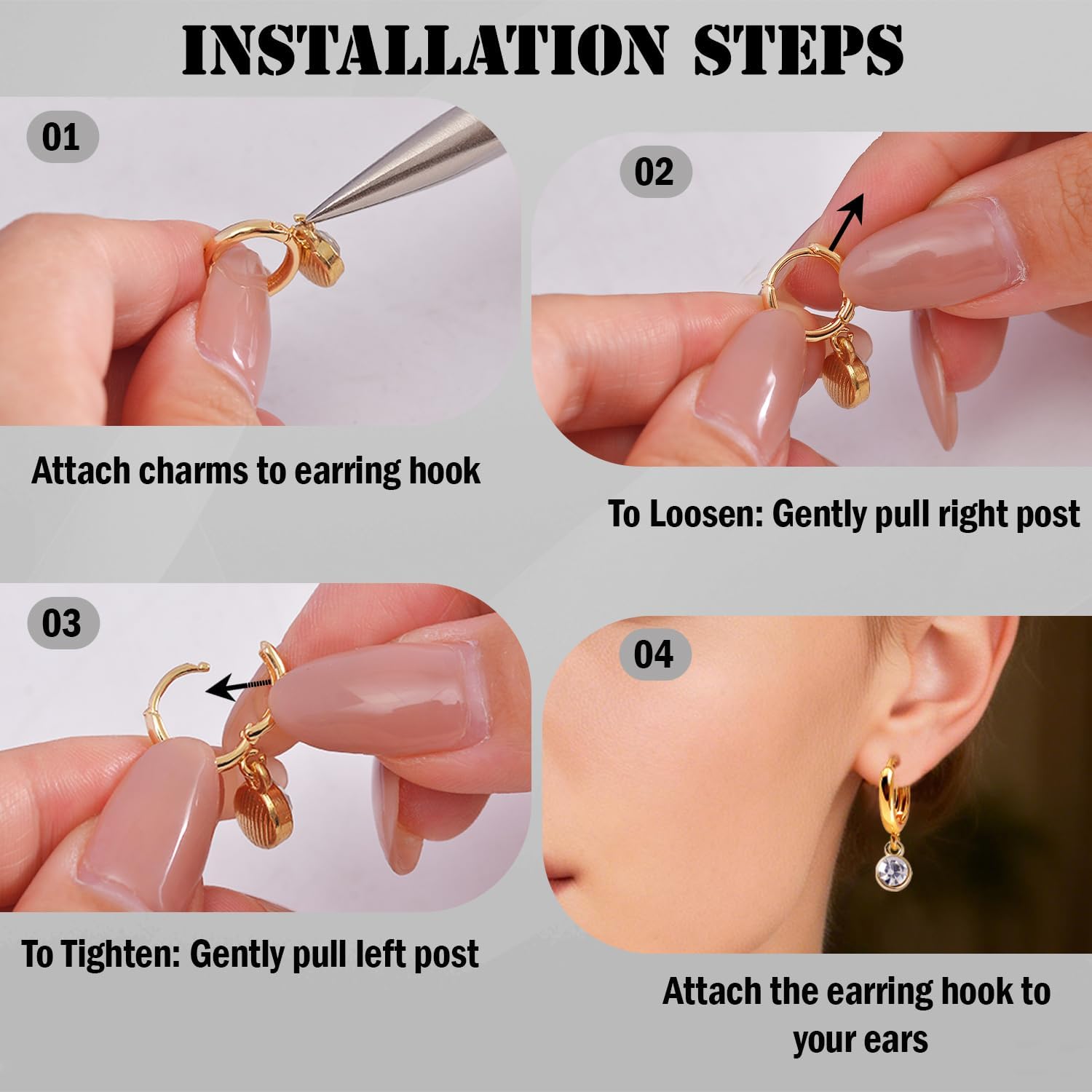 stino 16Pcs Huggie Earring Hooks for Jewelry Making, Brass Hoop Earring Clasps, Findings & Supplies(18K Gold Plated)
