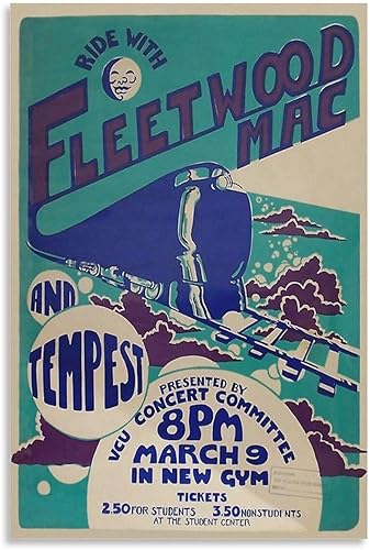 Fleetwood Mac - Póster vintage de banda de rock para habitación, lienzo estético, arte de pared, decoración de dormitorio, 16 x 24 pulgadas (15.7 x