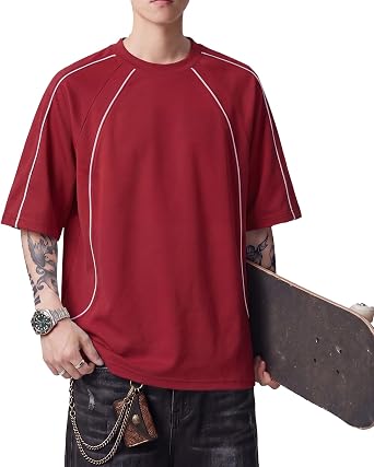 Mens Oversized T-Shirts, Baggy Tees Shirt Unisex Stripe Y2K Casual Streetwear Summer Top