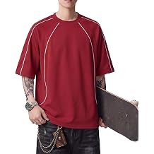 Mens Oversized T-Shirts, Baggy Tees Shirt Unisex Stripe Y2K Casual Streetwear Summer Top