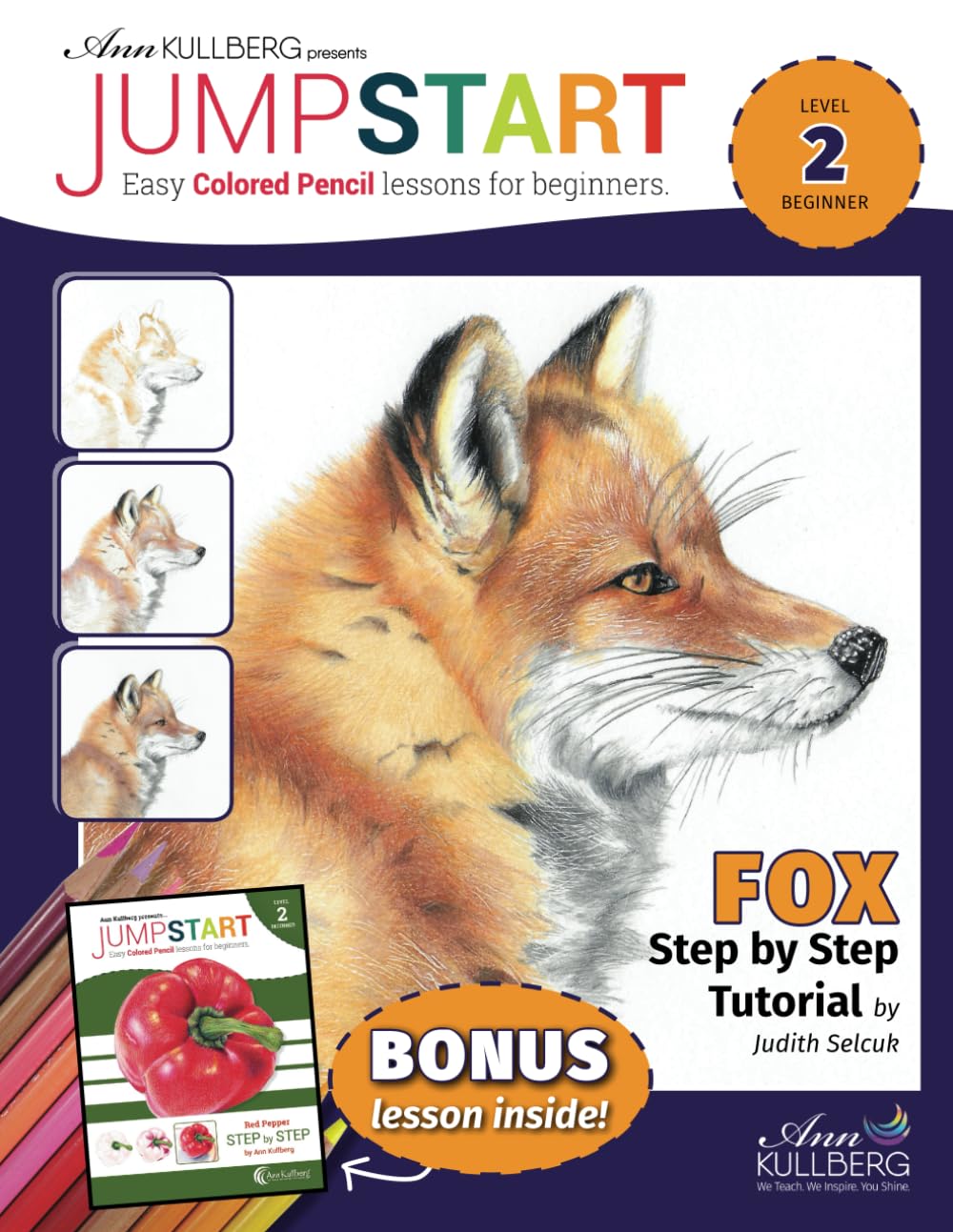 Jumpstart Fox and Red Pepper Tutorial Level 2: Easy Colored Pencil Lessons for Beginners
